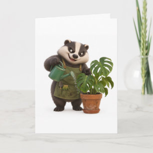 Holiday Greeting from a Garden Badger Card