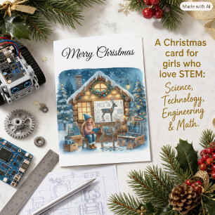 Holiday Greeting Tech Girls Christmas STEM Card