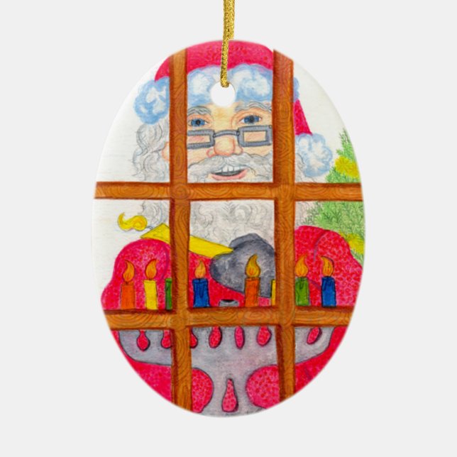 Holiday Greetings Ceramic Tree Decoration (Front)