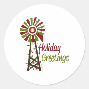 Holiday Greetings Classic Round Sticker