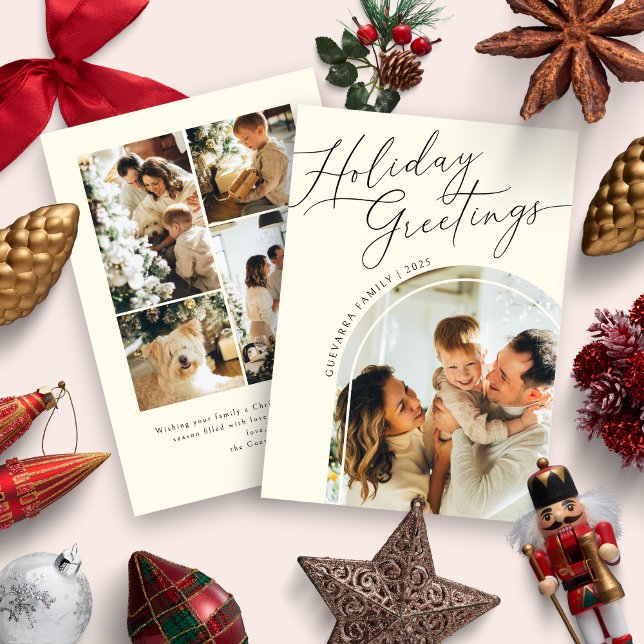 Holiday Greetings Family Five Photo Christmas (Creator Uploaded)