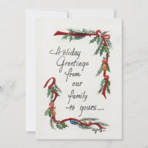 "Holiday Greetings..." From our house Green Holly  Holiday Card