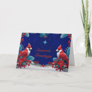 Holiday Greetings: Love, Peace, Joy with Cardinals Card