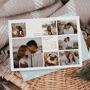 Holiday Grid Modern Photo Collage Foil Card