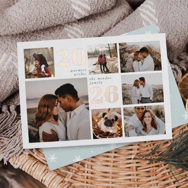 Holiday Grid | Modern Photo Collage Foil Card (Creator Uploaded)