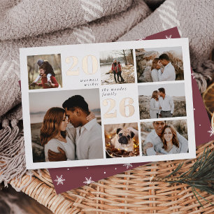 Holiday Grid   Modern Photo Collage Foil Card