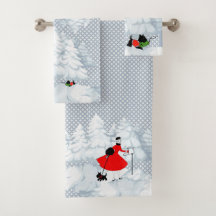 Holiday Guest Towels, Winter Towels, Xmas Set,