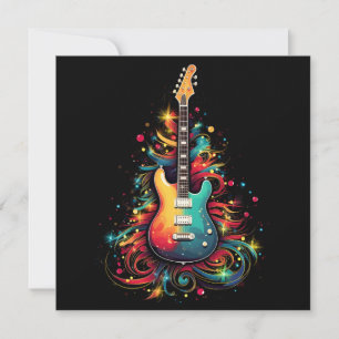 Holiday guitar Christmas tree greeting card