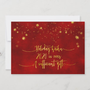 HOLIDAY HAIKU CARD Red Gold Foil Script Funny