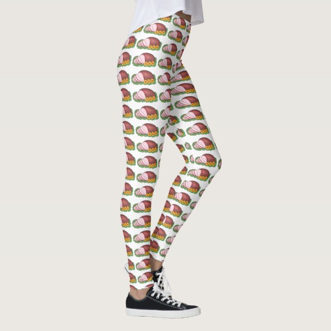 Holiday Ham Christmas Dinner Novelty Food Leggings (Right)