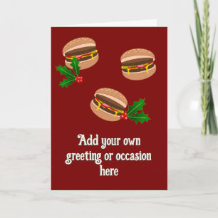 Holiday Hamburgers - Custom Food Theme Dark Red Card