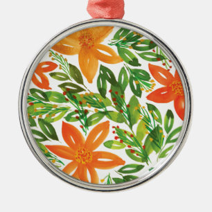 Holiday & Hand Painted Flowers Holiday Ornament