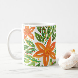 Holiday & Hand Painted Flowers Mug