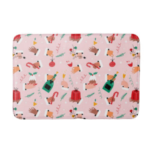 Holiday Hands Festive Celebration Pattern Bath Mat