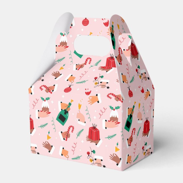 Holiday Hands Festive Celebration Pattern Favour Box (Front Side)