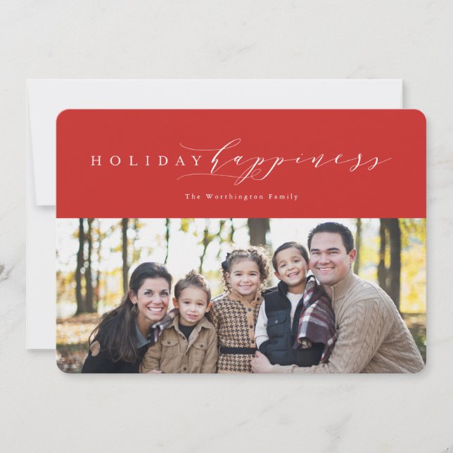 Holiday happiness Christmas photo card (Front)