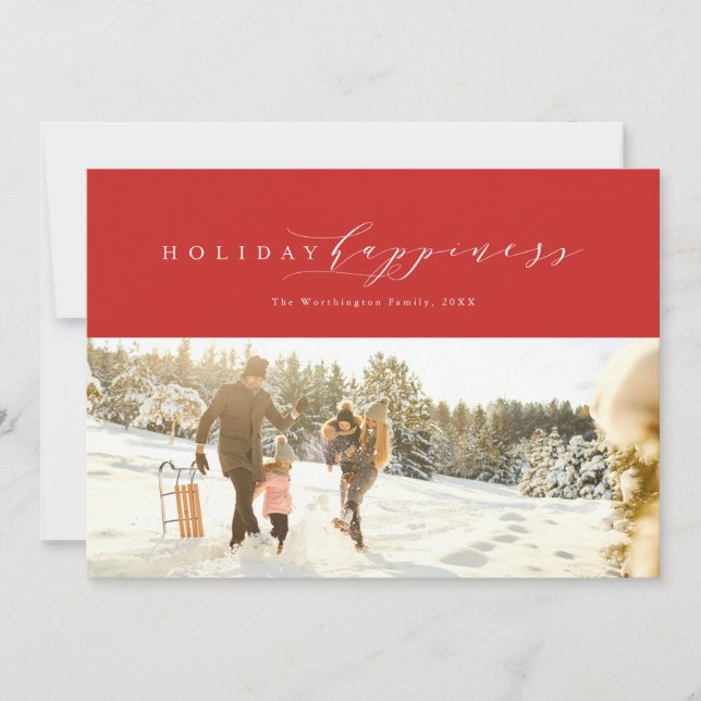 Holiday happiness elegant Christmas photo card (Front)