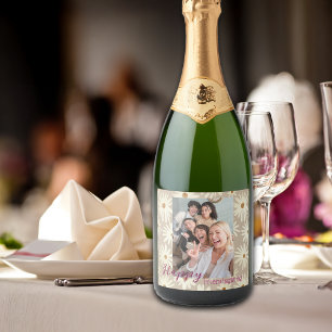 Holiday Happy Celebration Generic Photo Customise Sparkling Wine Label