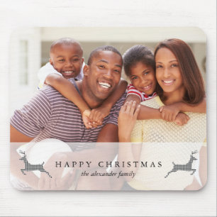 Holiday Happy Christmas Rustic Deer Photo Mousepad