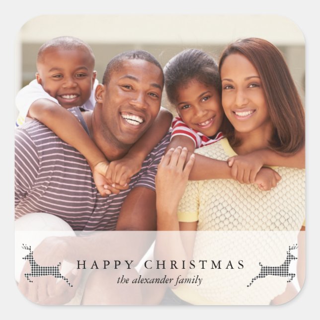 Holiday Happy Christmas Rustic Deer Photo Sticker (Front)