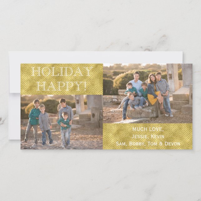 "HOLIDAY HAPPY" Photo Card/white envelope Holiday Card (Front)