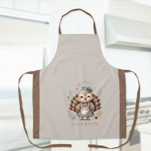 Holiday Happy Turkey Brown Custom Apron