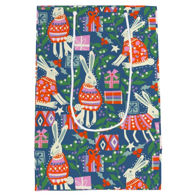 Holiday Hares  Medium Gift Bag (Back)