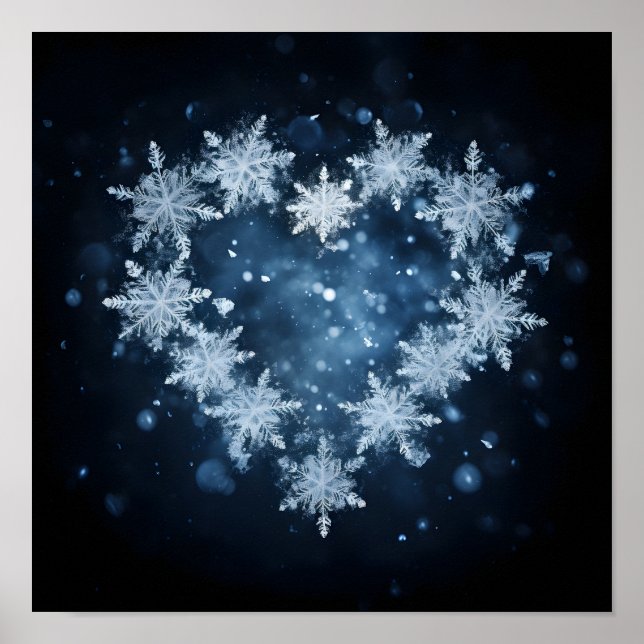 Holiday heart made of snowflakes poster (Front)