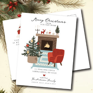 Holiday Hearth Moving Announcement Postcard