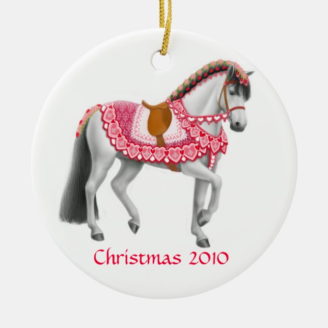 Holiday Hearts Parade Horse Ornament (Front)
