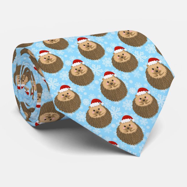 Holiday Hedgehog Funny Festive Animal Lovers Tie (Rolled)