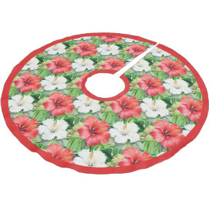 Holiday HIbiscus Christmas Tree Skirt