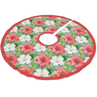 Holiday HIbiscus Christmas Tree Skirt