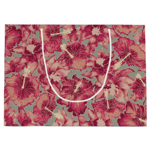 Holiday Hibiscus, Hawaiian Style Christmas  Large Gift Bag