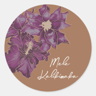 Holiday Hibiscus Plum, Sugar Plum Classic Round Sticker