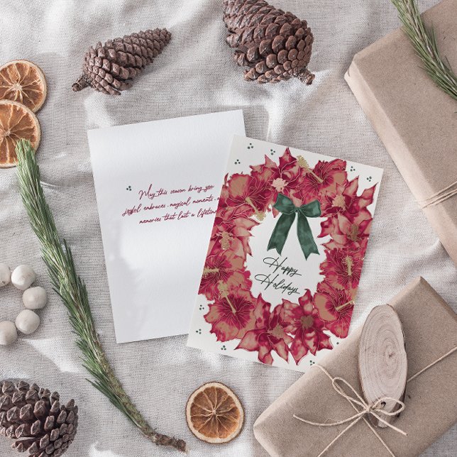 Holiday Hibiscus Wreath Greeting Card (Creator Uploaded)