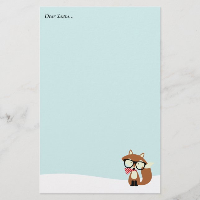 Holiday Hipster Brown Fox Stationery (Front)