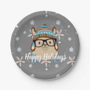 Holiday Hipster Llama Paper Plate