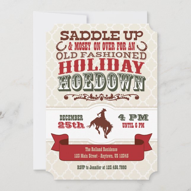 Holiday Hoedown Christmas Party Invitation (Front)