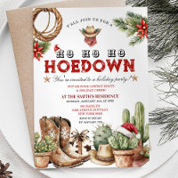 Holiday Hoedown Cowboy Christmas Party Invite