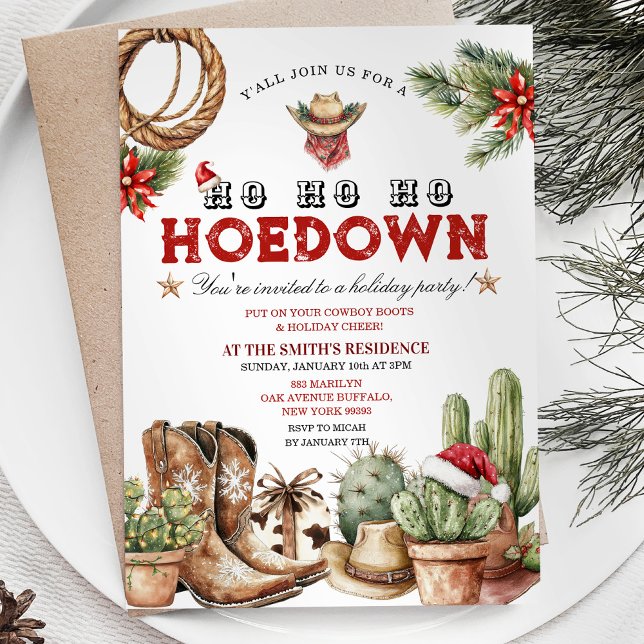 Holiday Hoedown Cowboy Christmas Party Invite (Creator Uploaded)