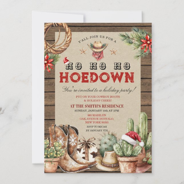 Holiday Hoedown Cowboy Western Christmas  Invitation (Front)