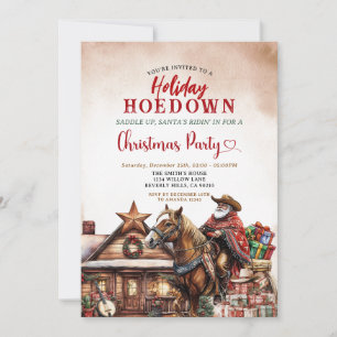 Holiday Hoedown Western Christmas Santa Cowboy Invitation