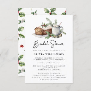 Holiday Holly and Pine Bridal Shower Invitation 