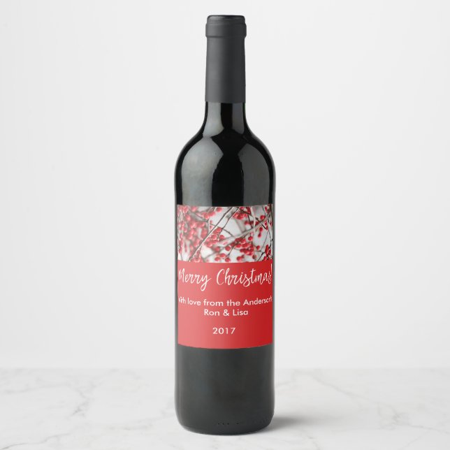 Holiday Holly Berries Food & Beverage Label Set (Front)
