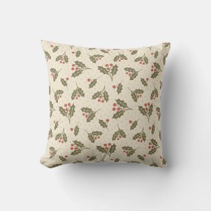 holiday Holly Berries Pattern Cushion