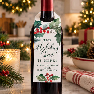 Holiday Holly Bottle Hanger Tags Christmas