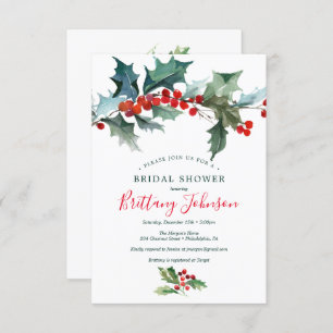 Holiday Holly Bridal Shower Invitation