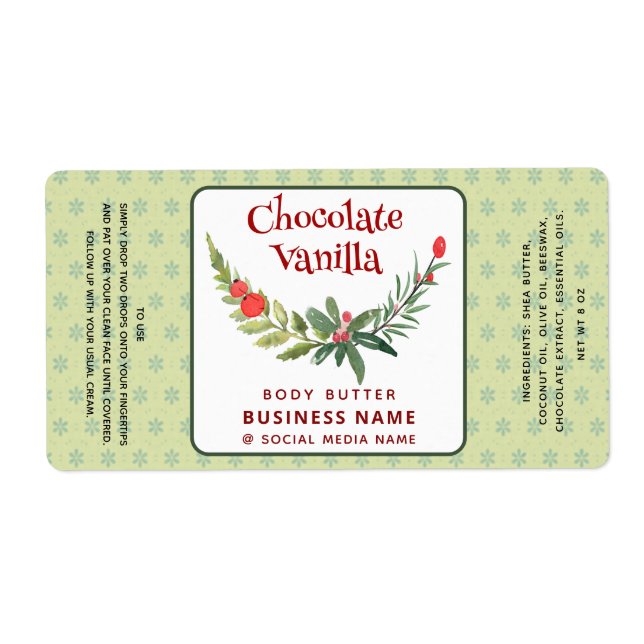 Holiday holly brunch typography product label (Front)