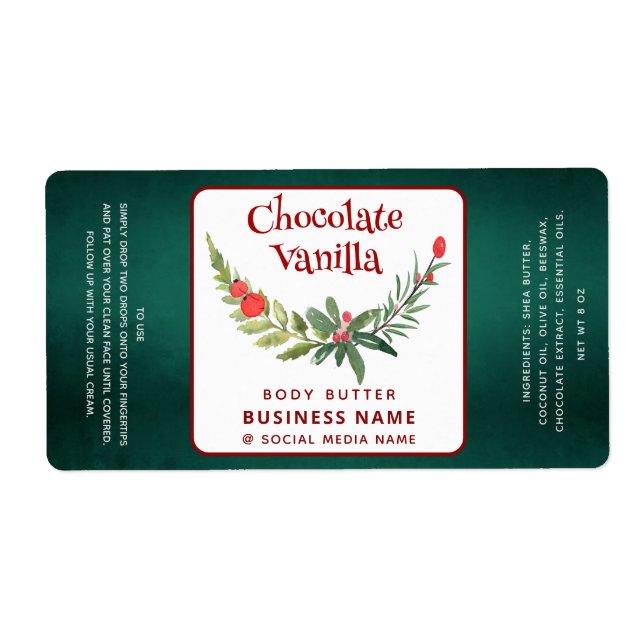 Holiday holly brunch typography product label (Front)
